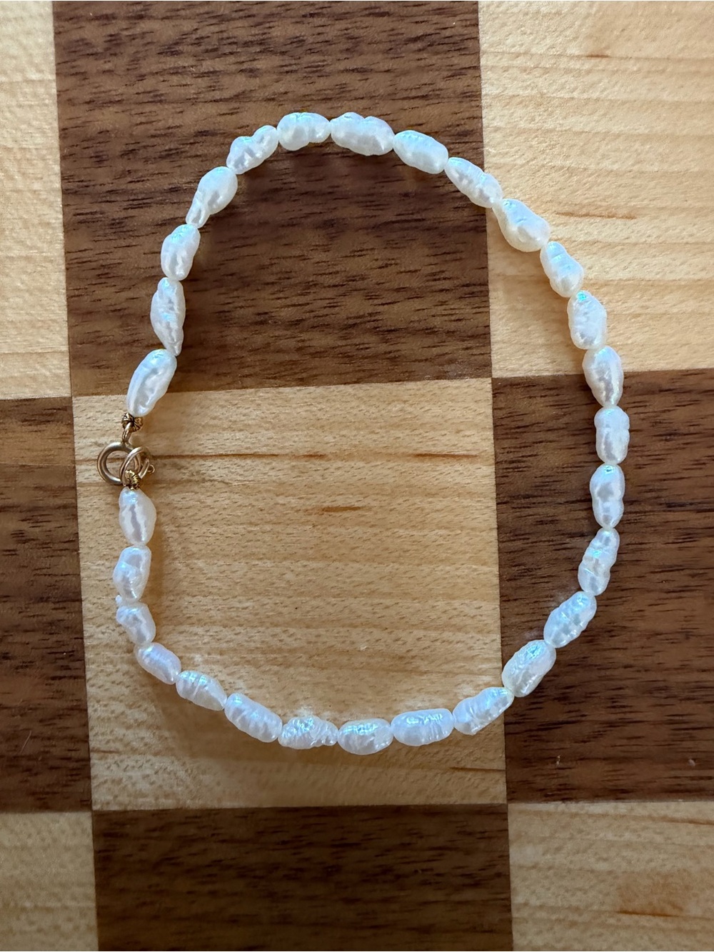 10K Freshwater rice pearl bracelet